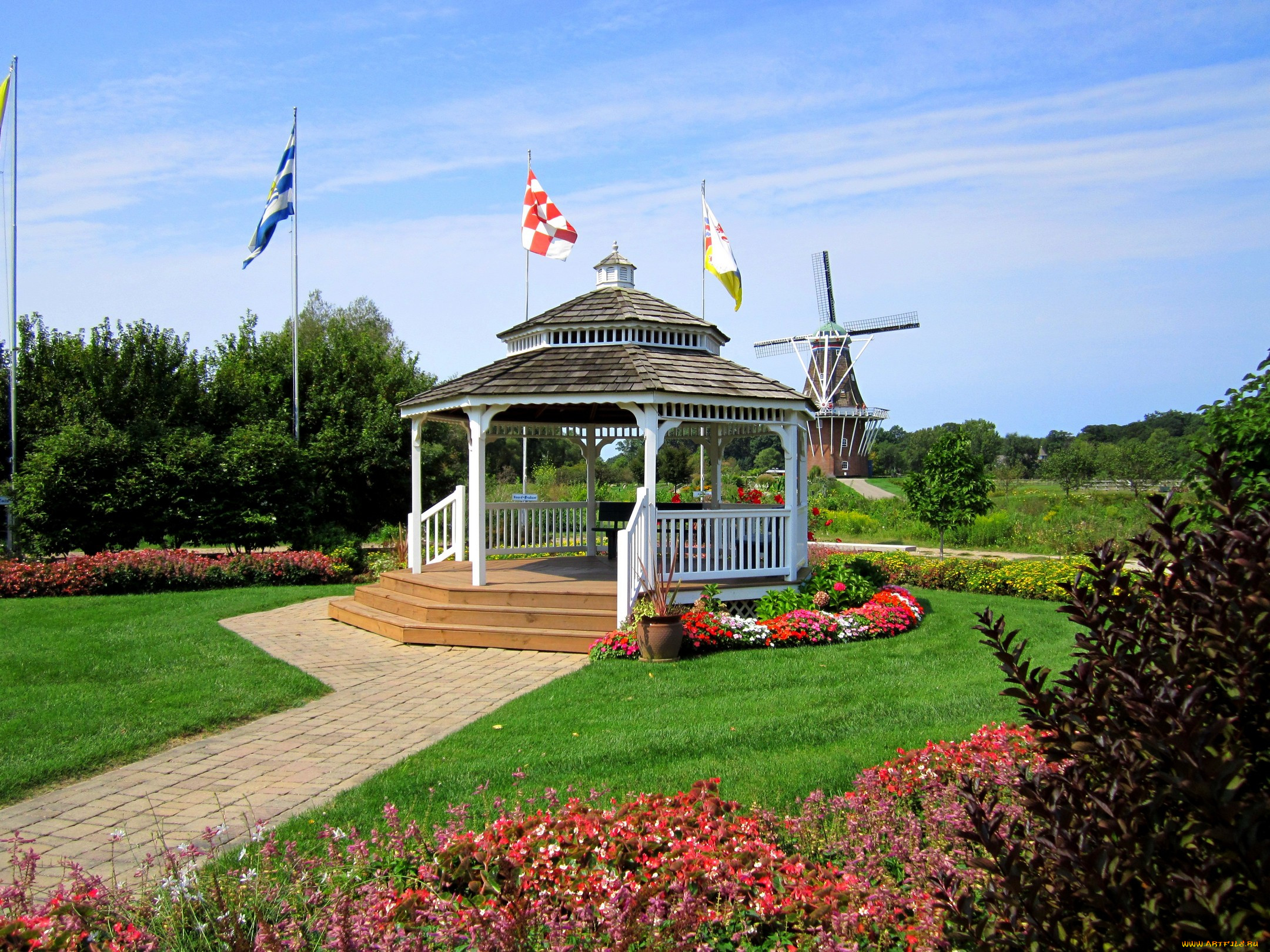 garden, gazebo, windmill, island, , , 